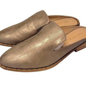 Very Volatile Austin Metallic Taupe Leather Slip-On Mules